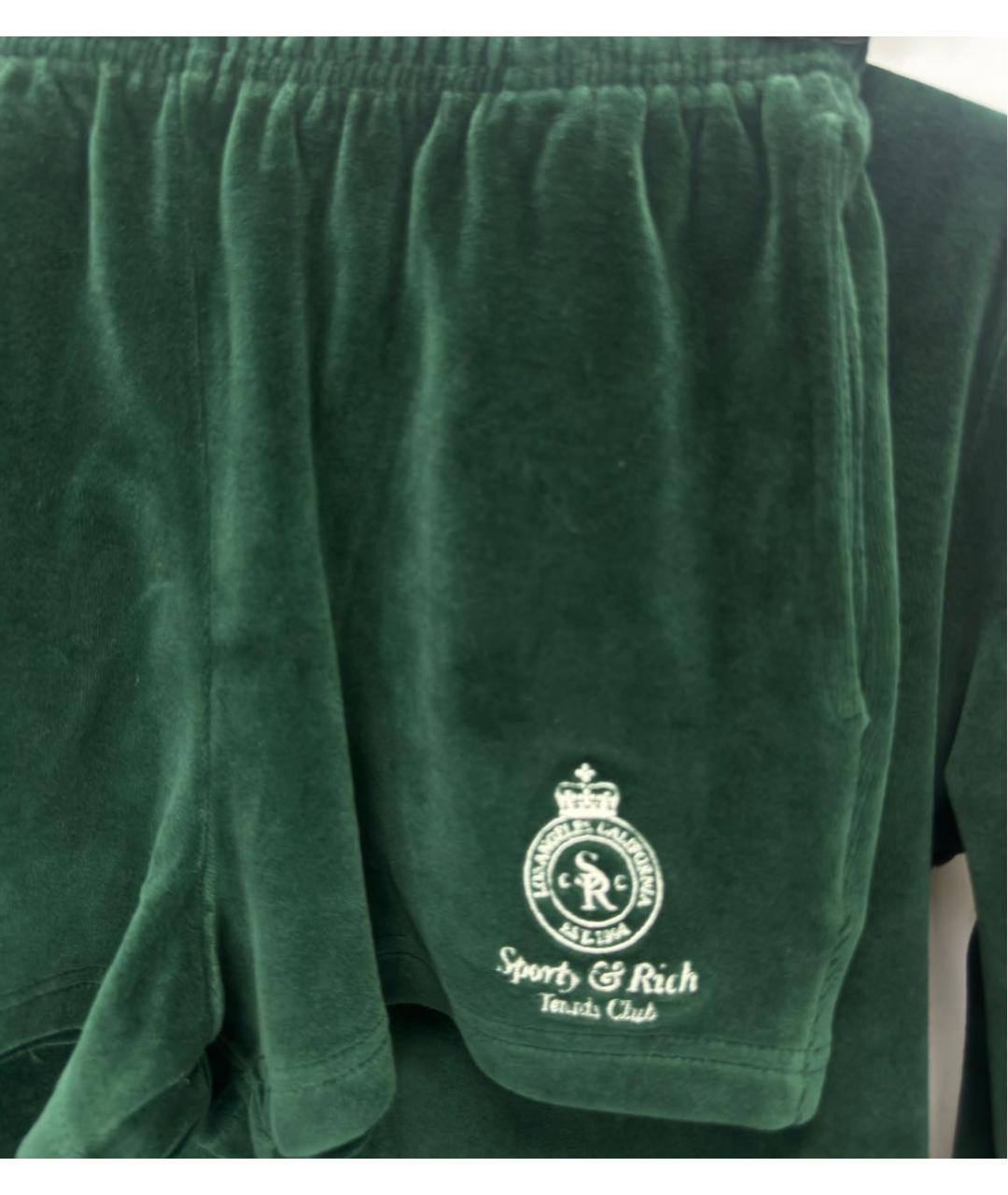 SPORTY AND RICH Зеленые хлопко-эластановые шорты, фото 5