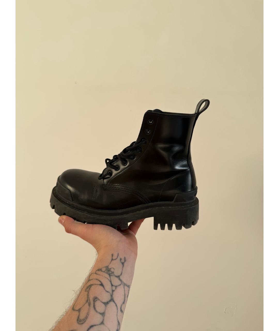 BALENCIAGA Черные кожаные ботинки, фото 6