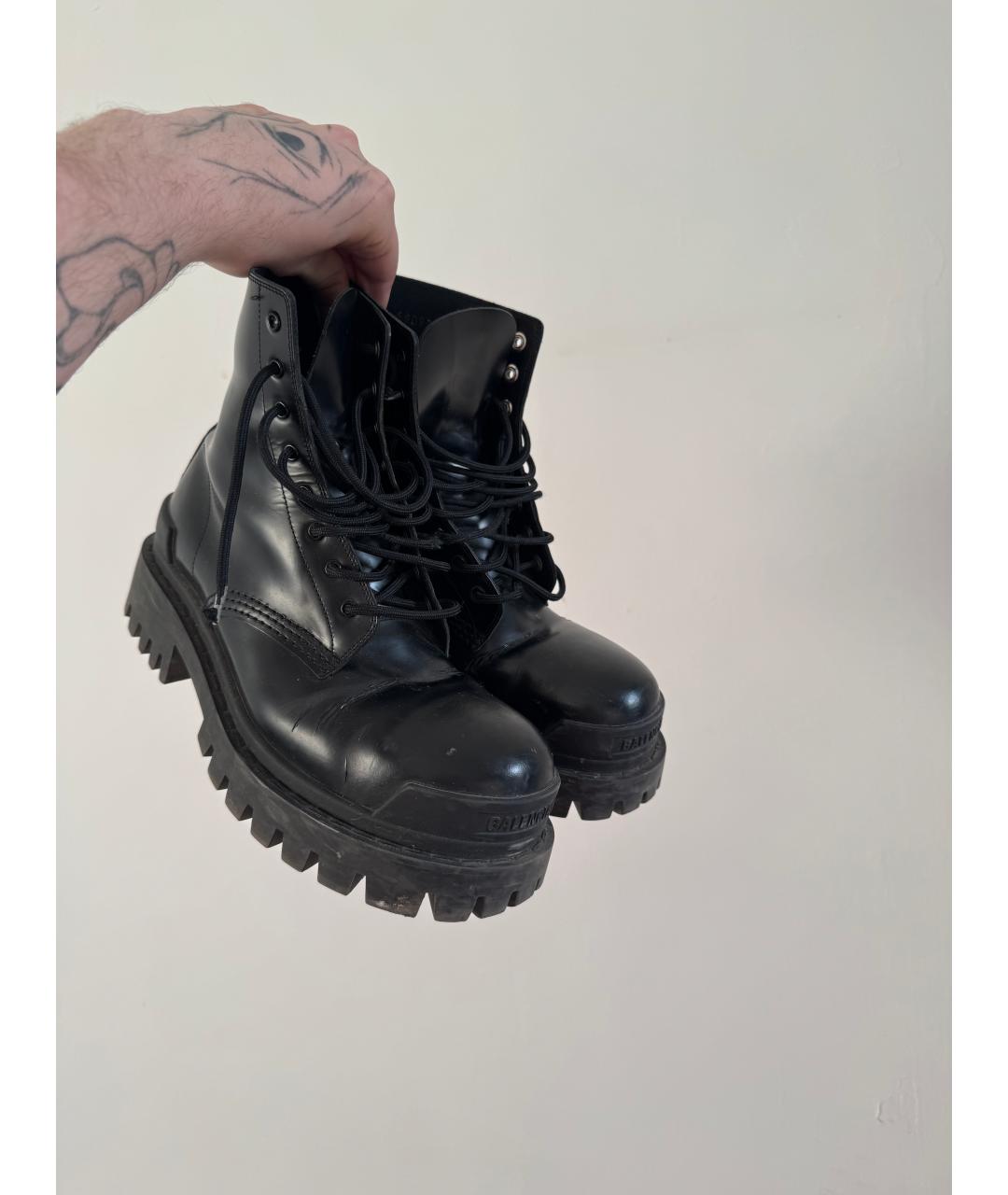 BALENCIAGA Черные кожаные ботинки, фото 2