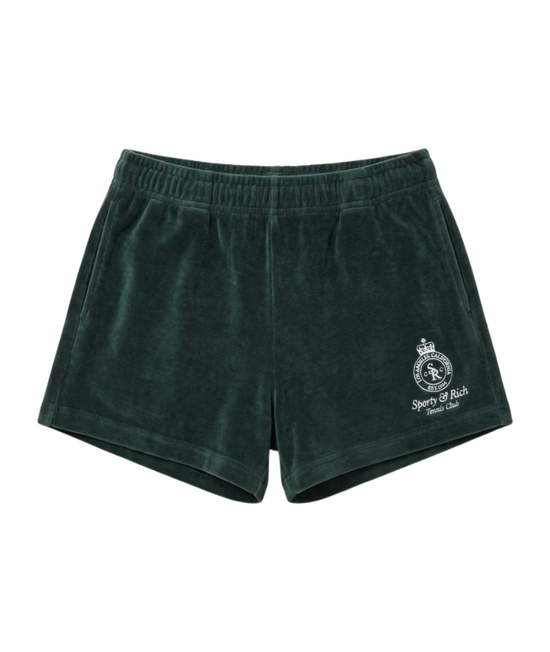 SPORTY AND RICH Зеленые хлопко-эластановые шорты, фото 1