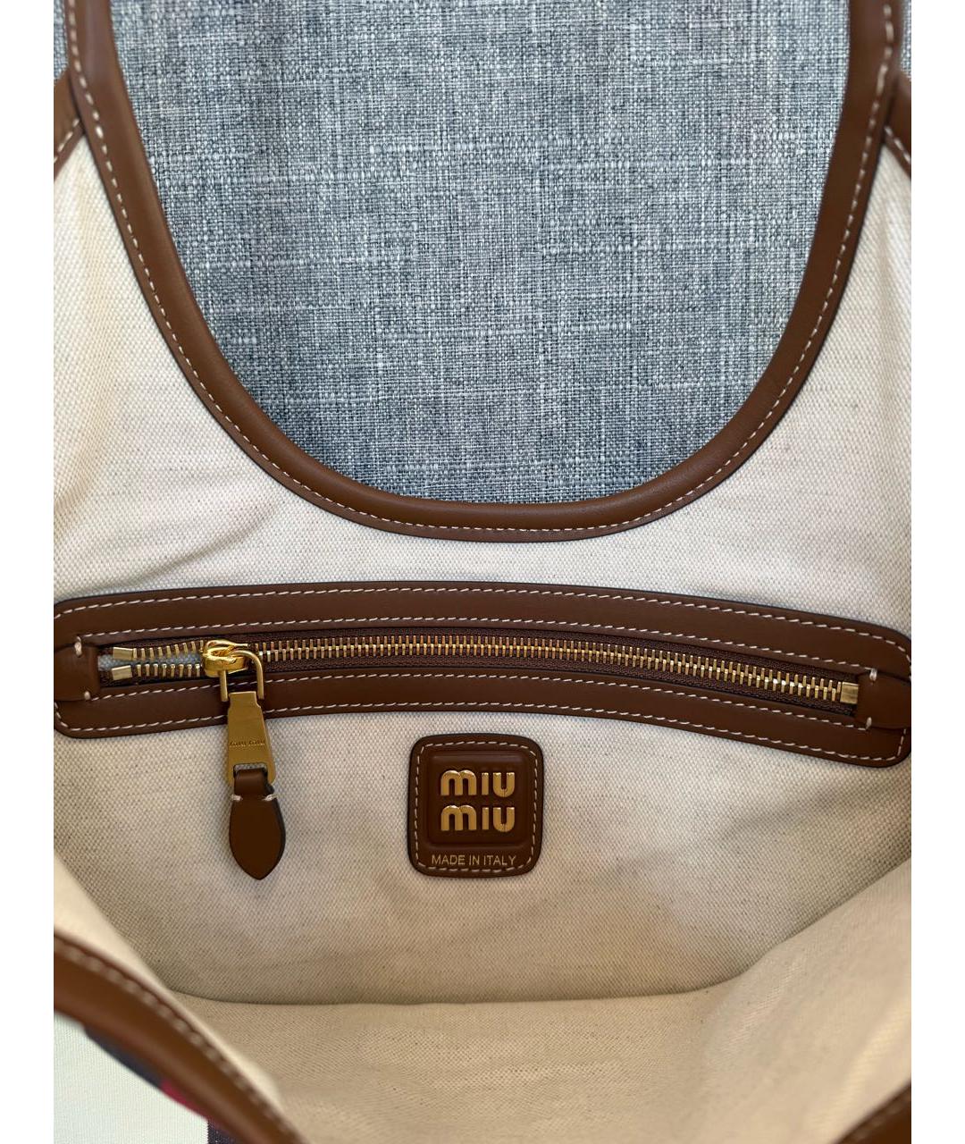 MIU MIU Бежевая хлопковая сумка тоут, фото 4