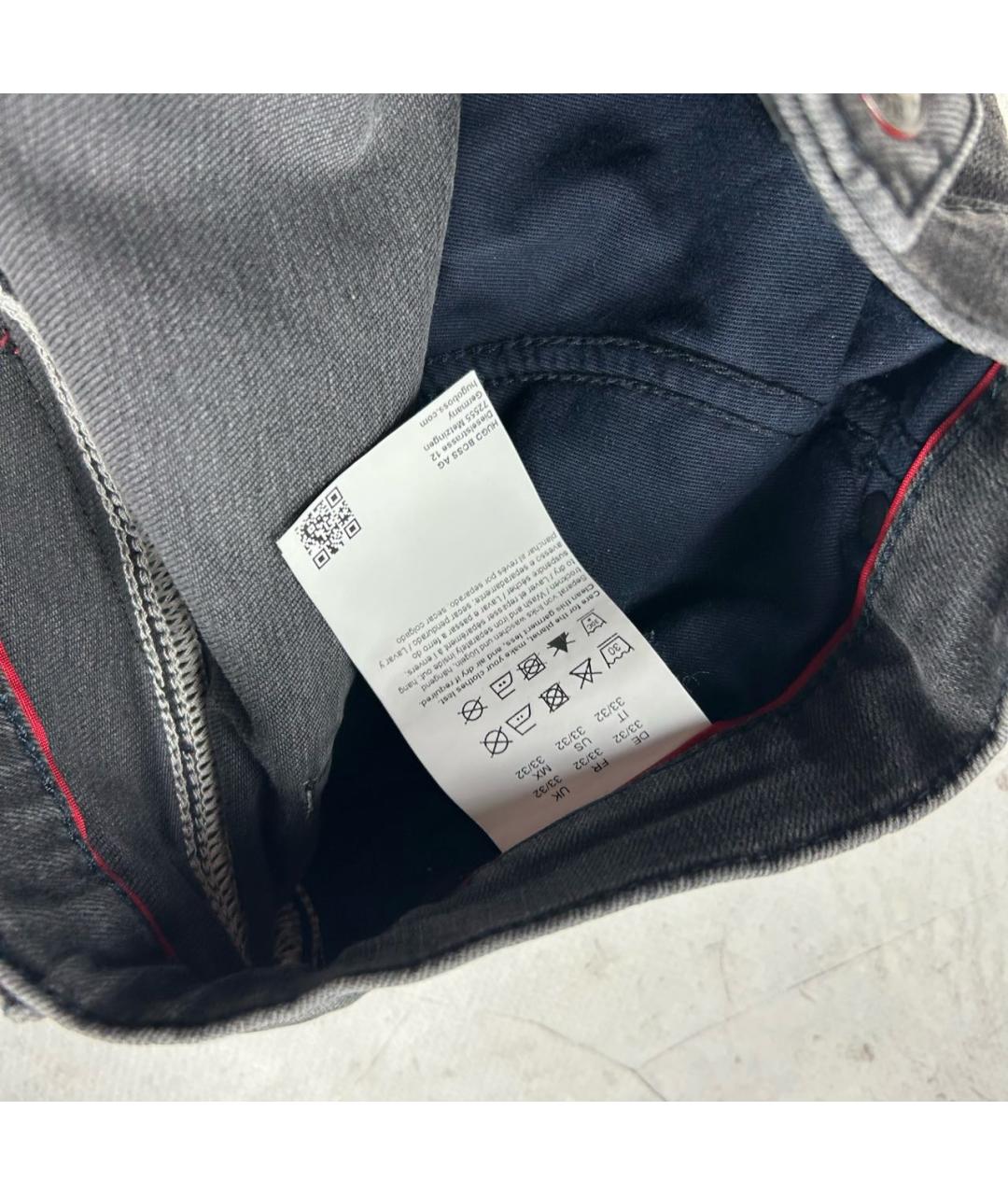 HUGO BOSS Антрацитовые хлопковые прямые джинсы, фото 4