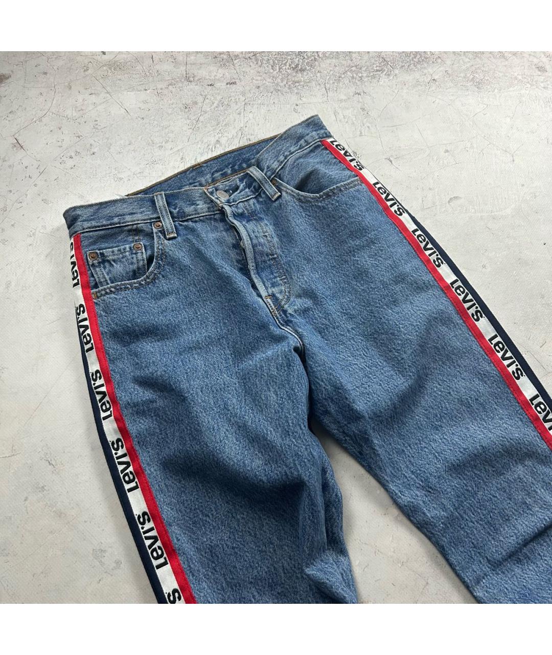 LEVI'S Синие хлопковые прямые джинсы, фото 4