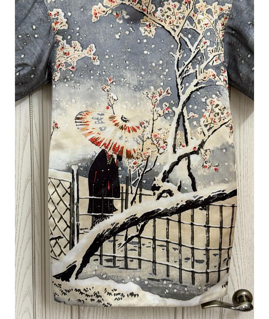 ELISABETTA FRANCHI Серое полиэстеровое повседневное платье, фото 5