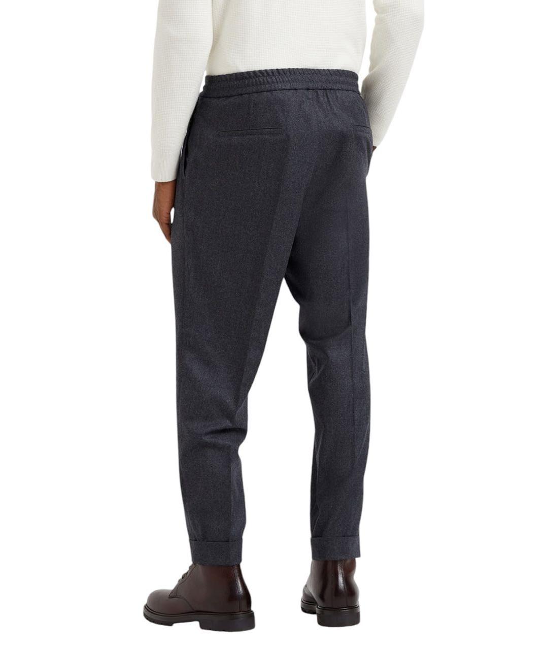 BRUNELLO CUCINELLI Серые шерстяные повседневные брюки, фото 4