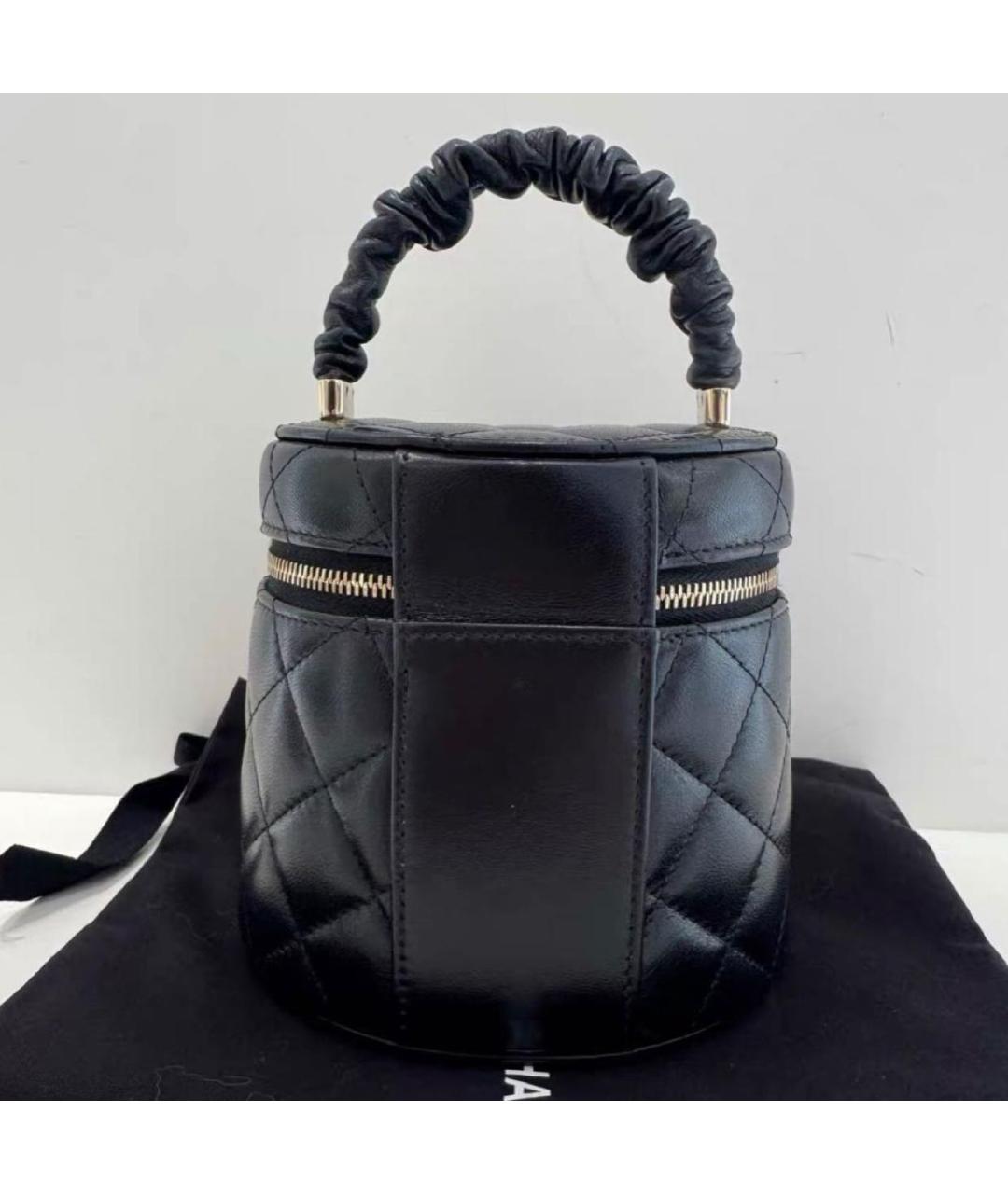 CHANEL Черная кожаная сумка с короткими ручками, фото 3