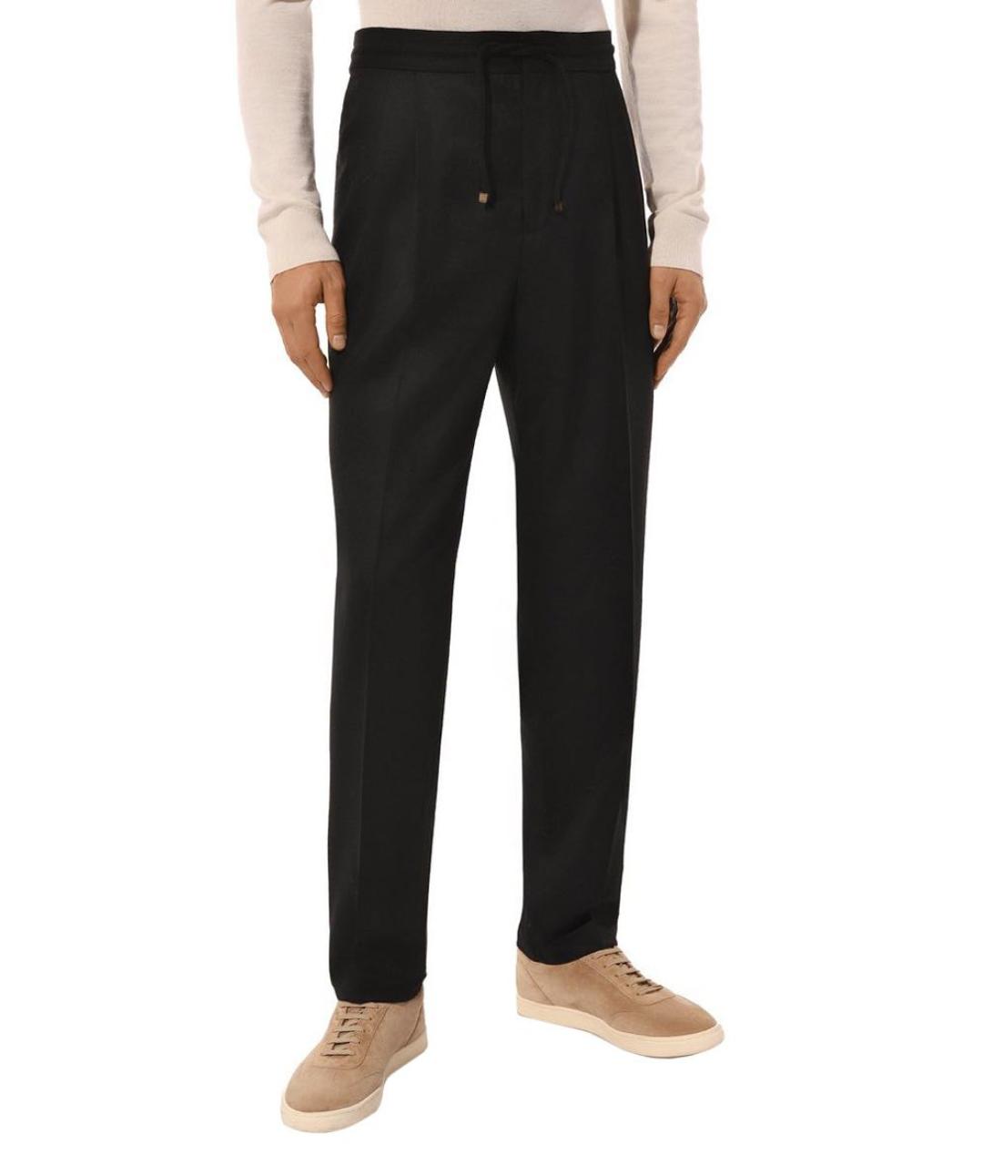 BRUNELLO CUCINELLI Черные шерстяные повседневные брюки, фото 3