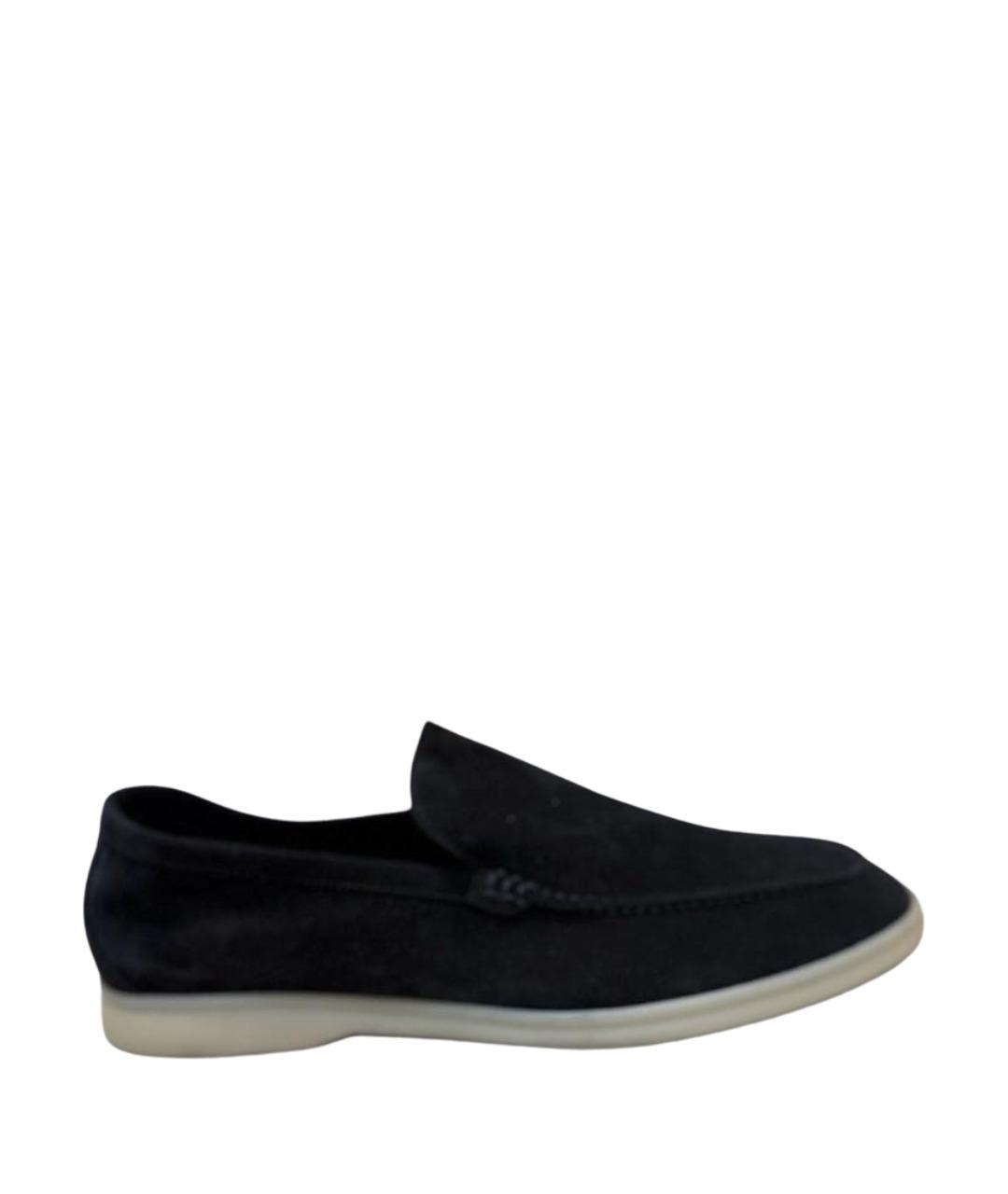 LORO PIANA Черные замшевые лоферы, фото 1