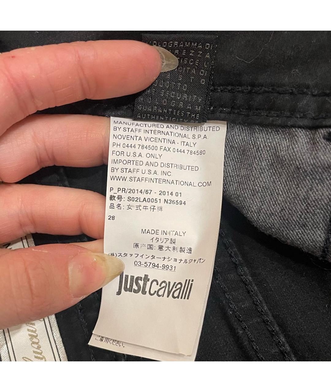 JUST CAVALLI Черные хлопко-эластановые джинсы слим, фото 6