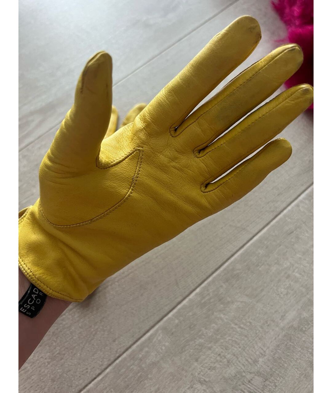 ESCADA Желтые кожаные перчатки, фото 2