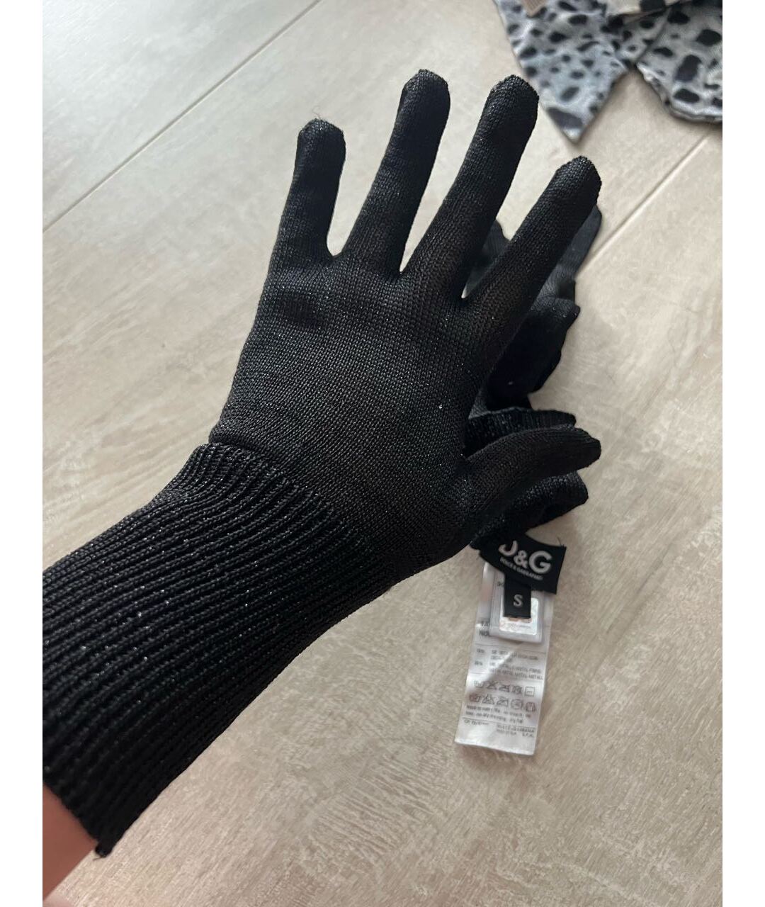DOLCE&GABBANA Черные синтетические перчатки, фото 2
