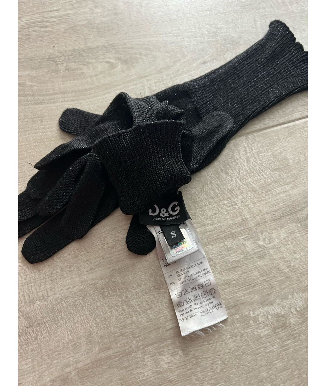 DOLCE&GABBANA Черные синтетические перчатки, фото 3