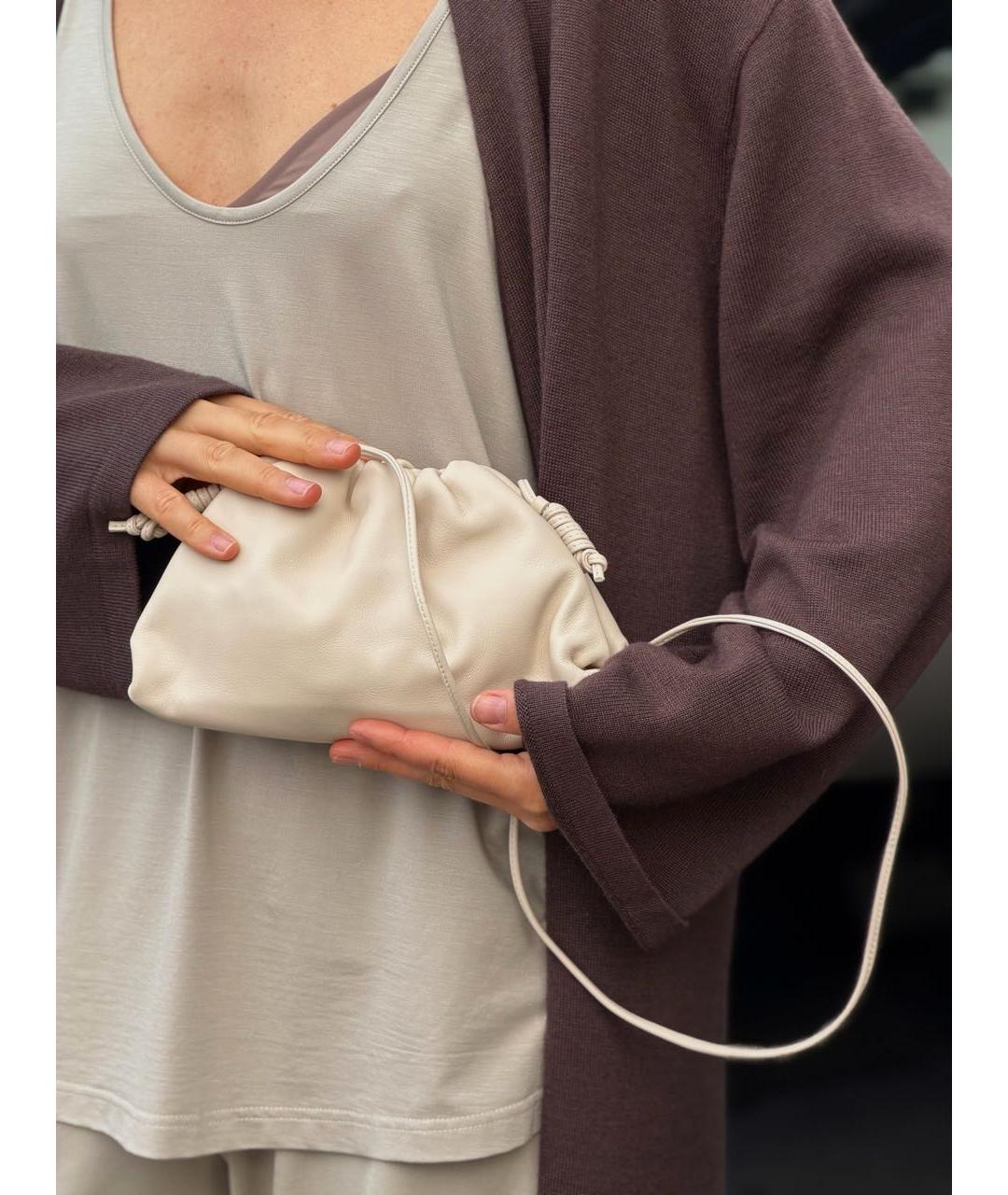 BOTTEGA VENETA Белая кожаная сумка через плечо, фото 3
