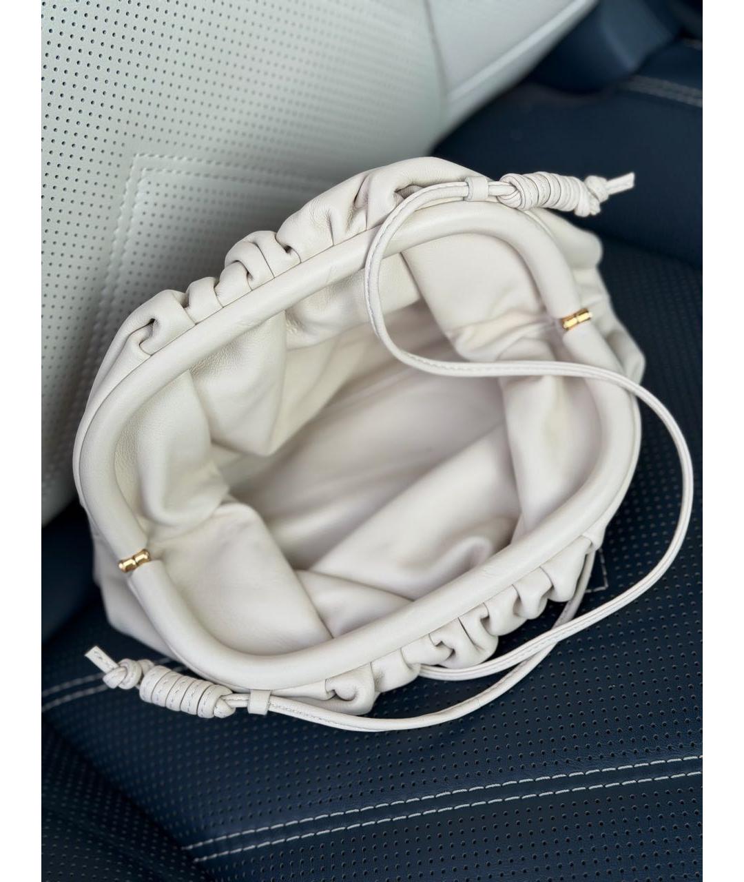BOTTEGA VENETA Белая кожаная сумка через плечо, фото 4