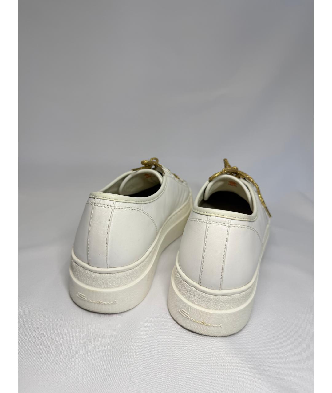 SANTONI Белые кожаные кеды, фото 6
