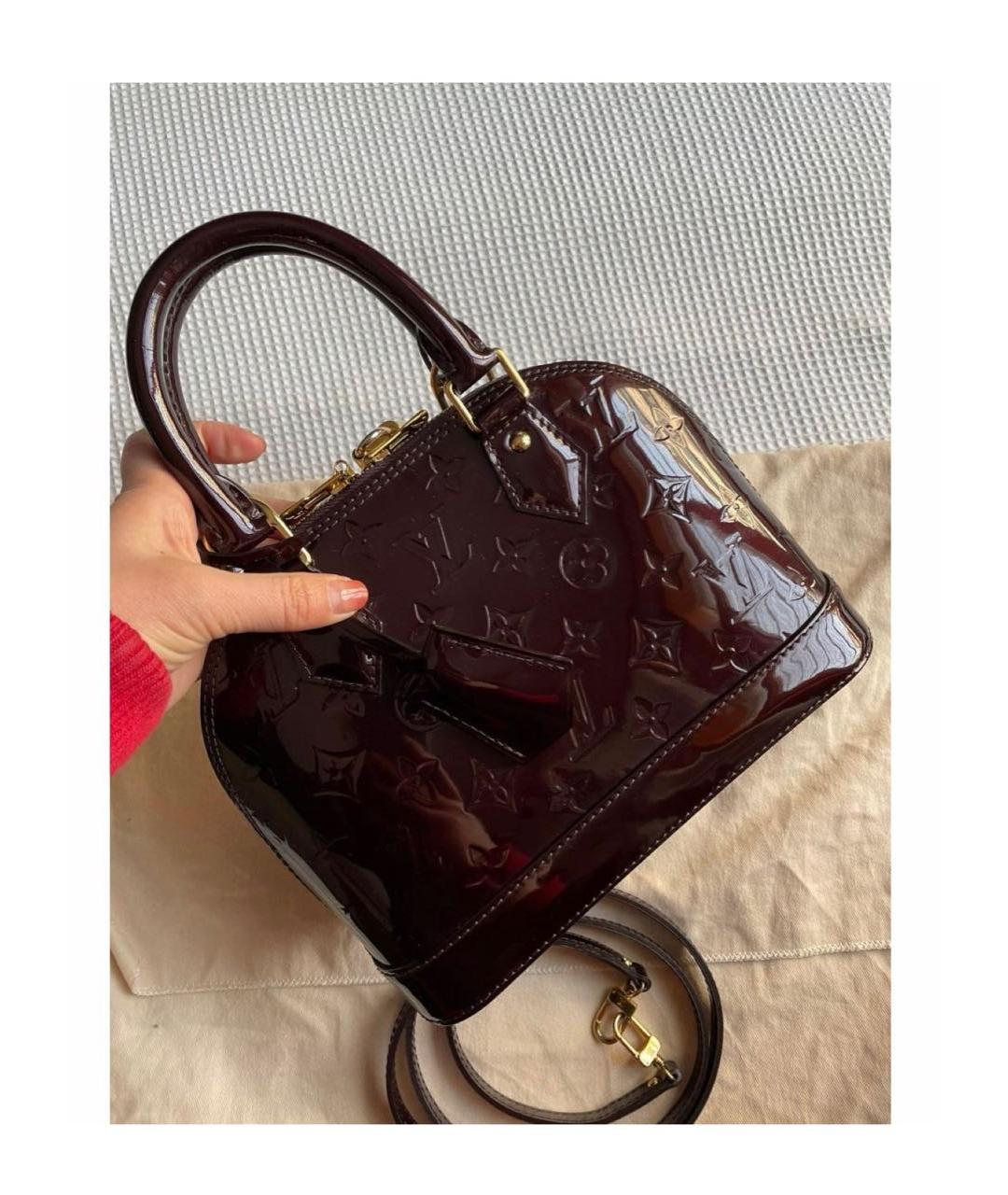 LOUIS VUITTON Бордовая сумка с короткими ручками из лакированной кожи, фото 2
