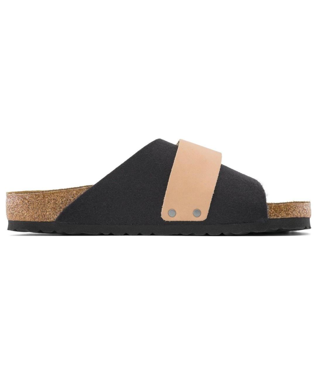 BIRKENSTOCK Черные кожаные шлепанцы, фото 2