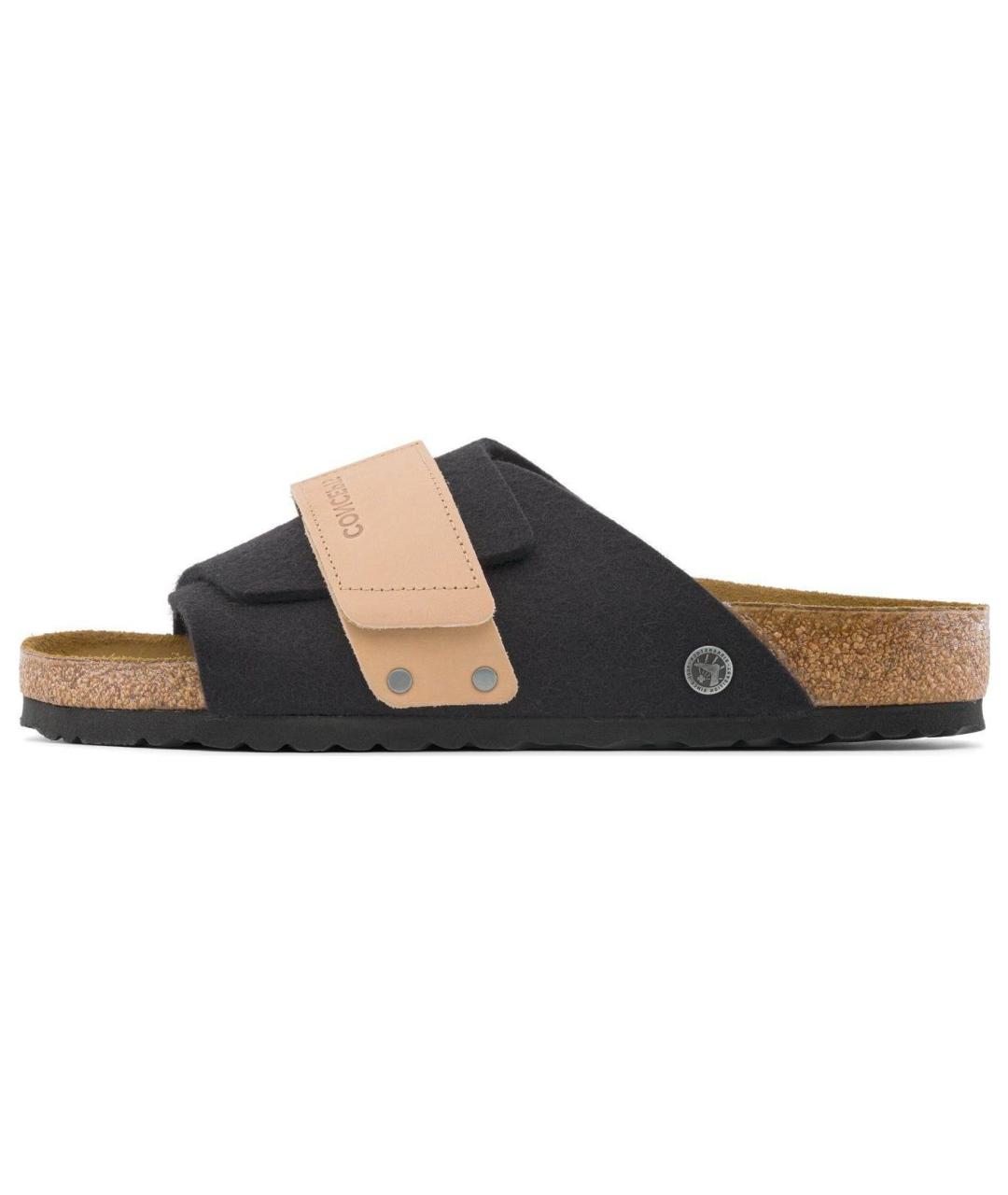BIRKENSTOCK Черные кожаные шлепанцы, фото 6