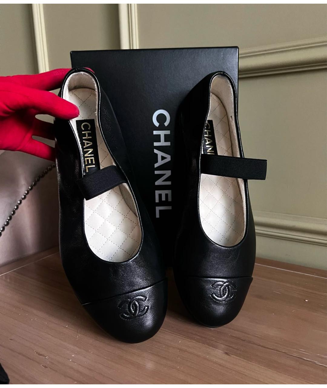CHANEL Черные кожаные балетки, фото 8