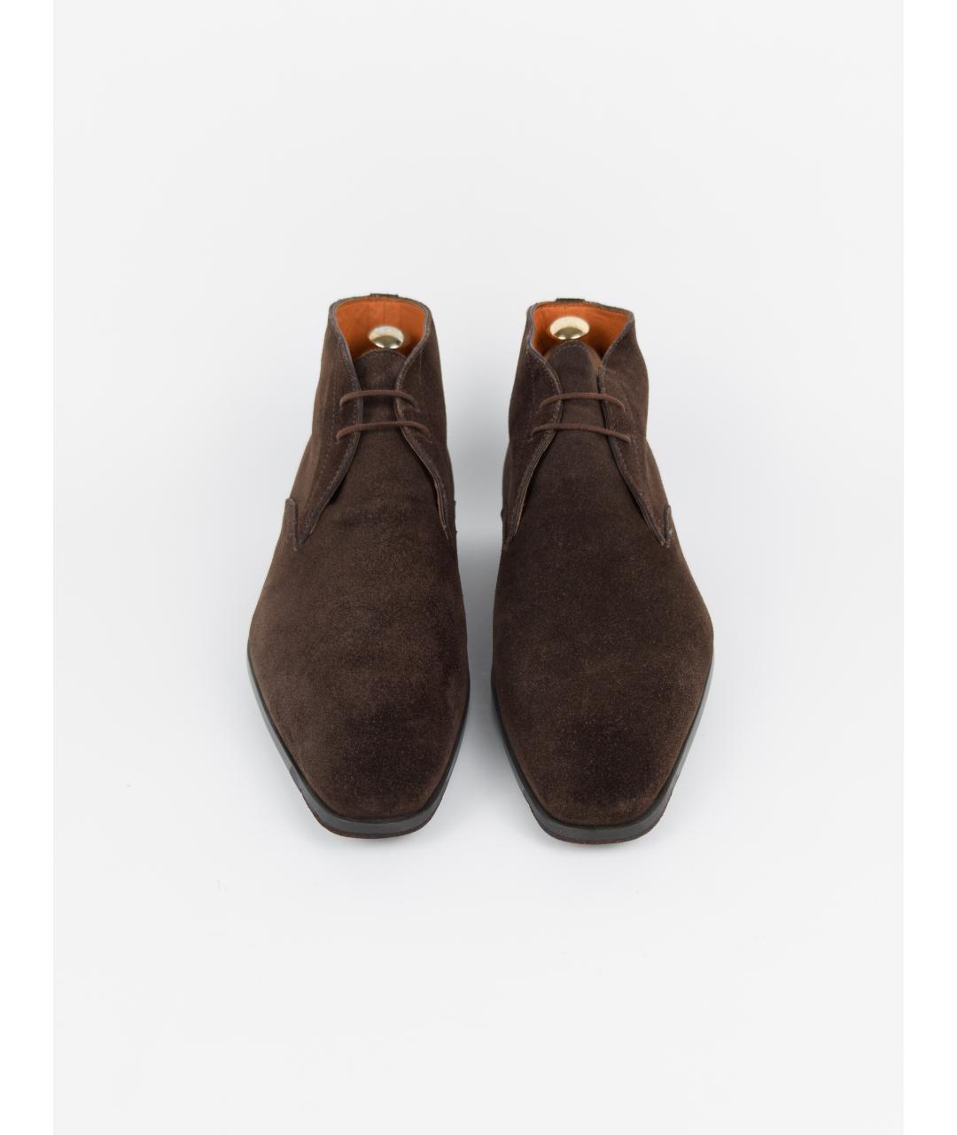 SANTONI Коричневые замшевые высокие ботинки, фото 5