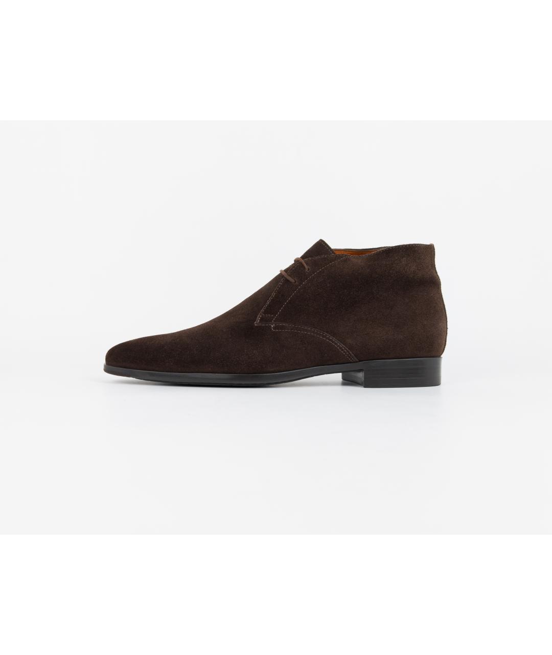 SANTONI Коричневые замшевые высокие ботинки, фото 2