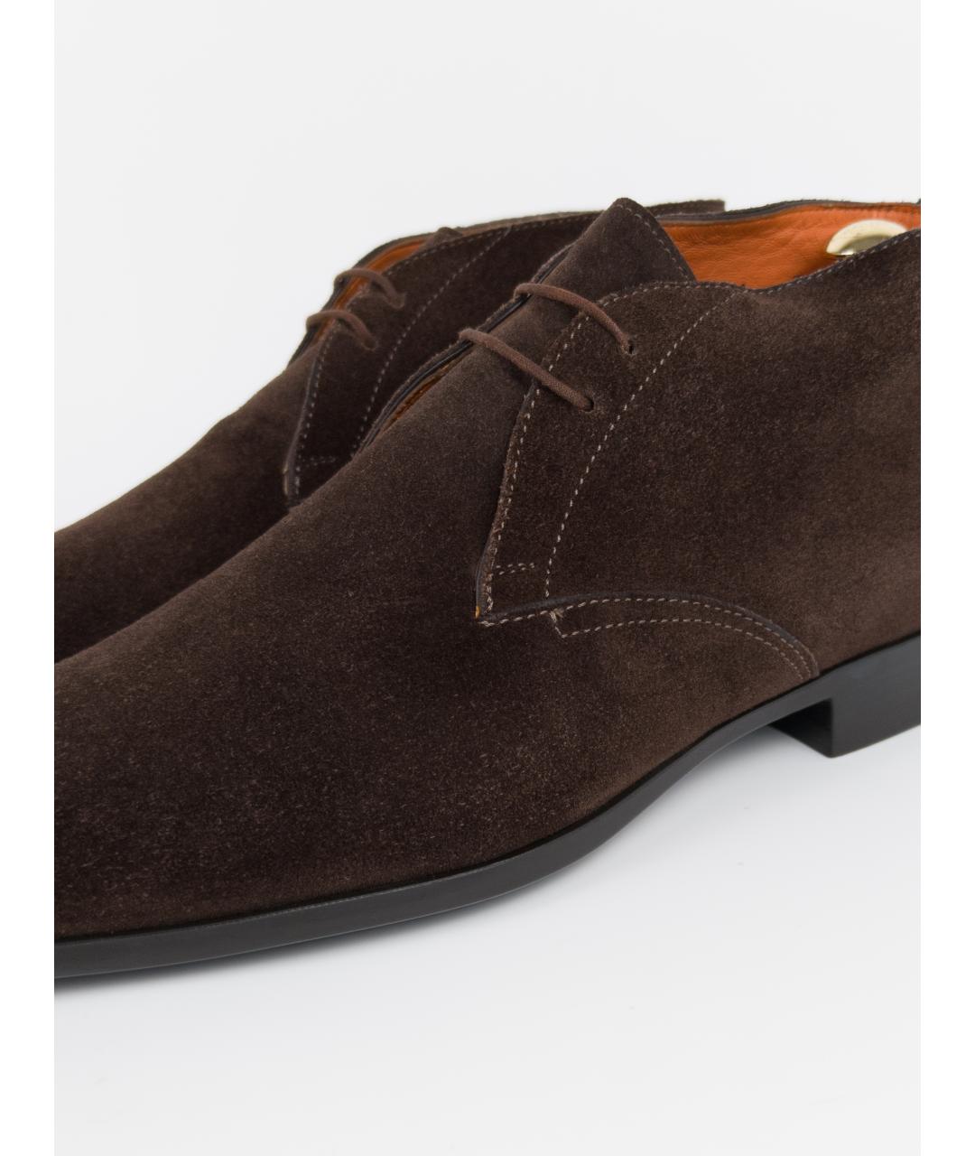 SANTONI Коричневые замшевые высокие ботинки, фото 9