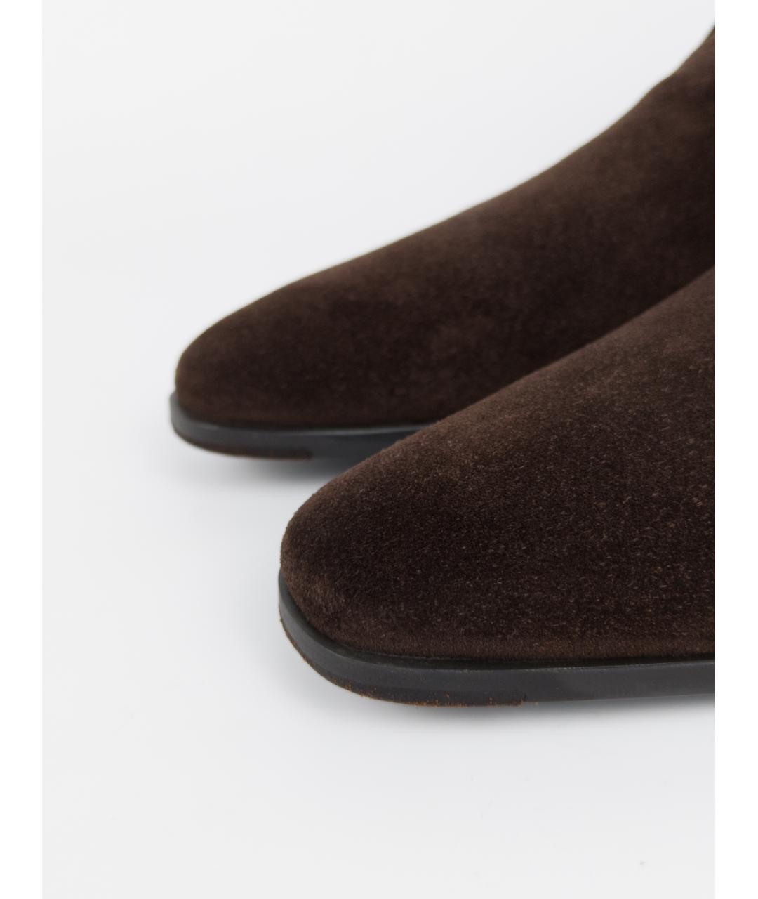 SANTONI Коричневые замшевые высокие ботинки, фото 8