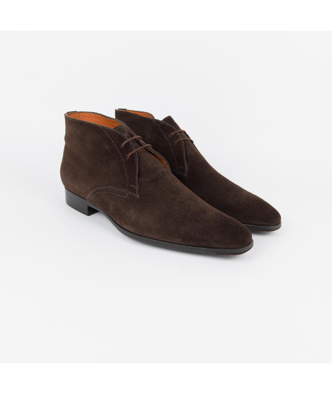 SANTONI Коричневые замшевые высокие ботинки, фото 4