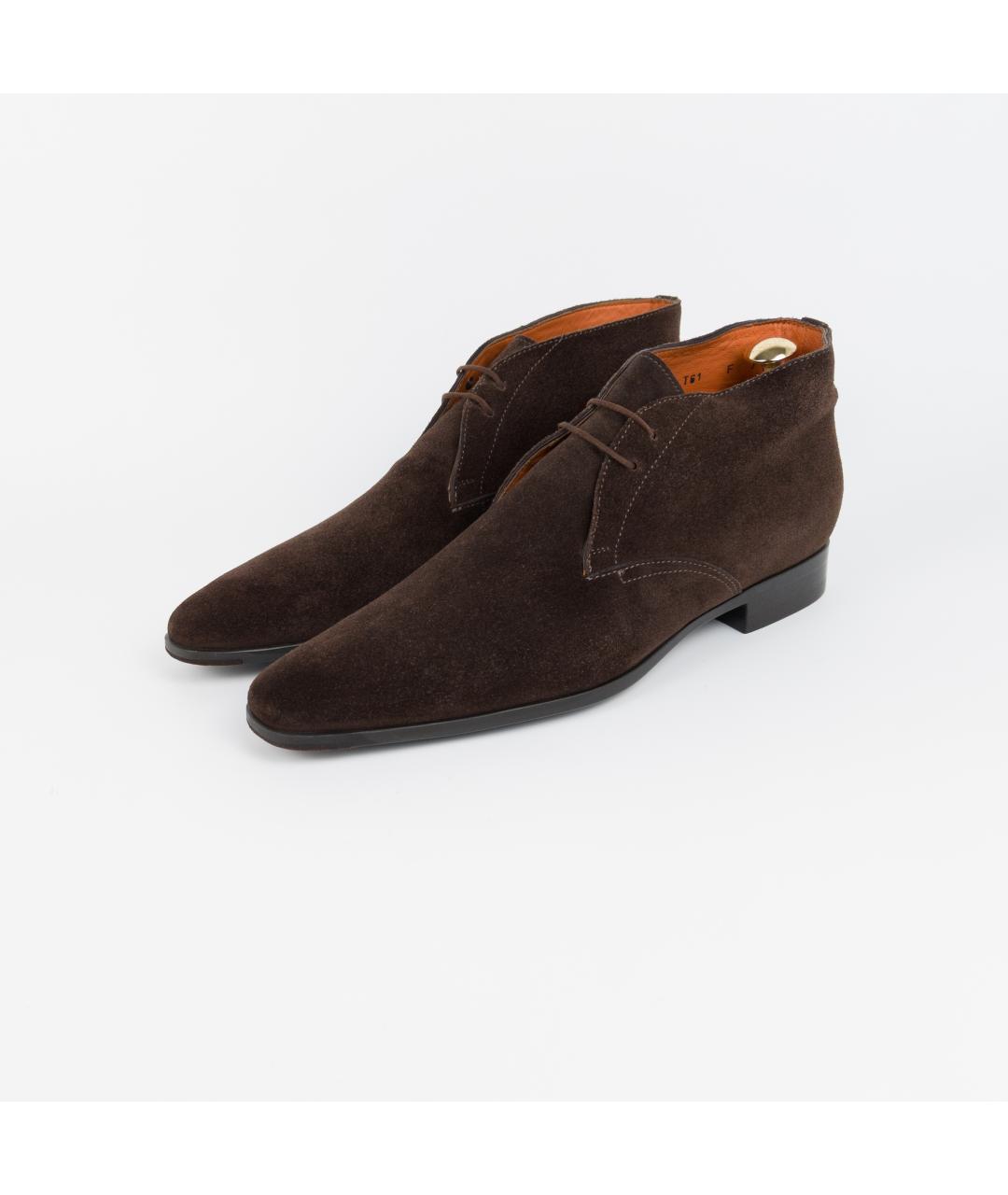 SANTONI Коричневые замшевые высокие ботинки, фото 6