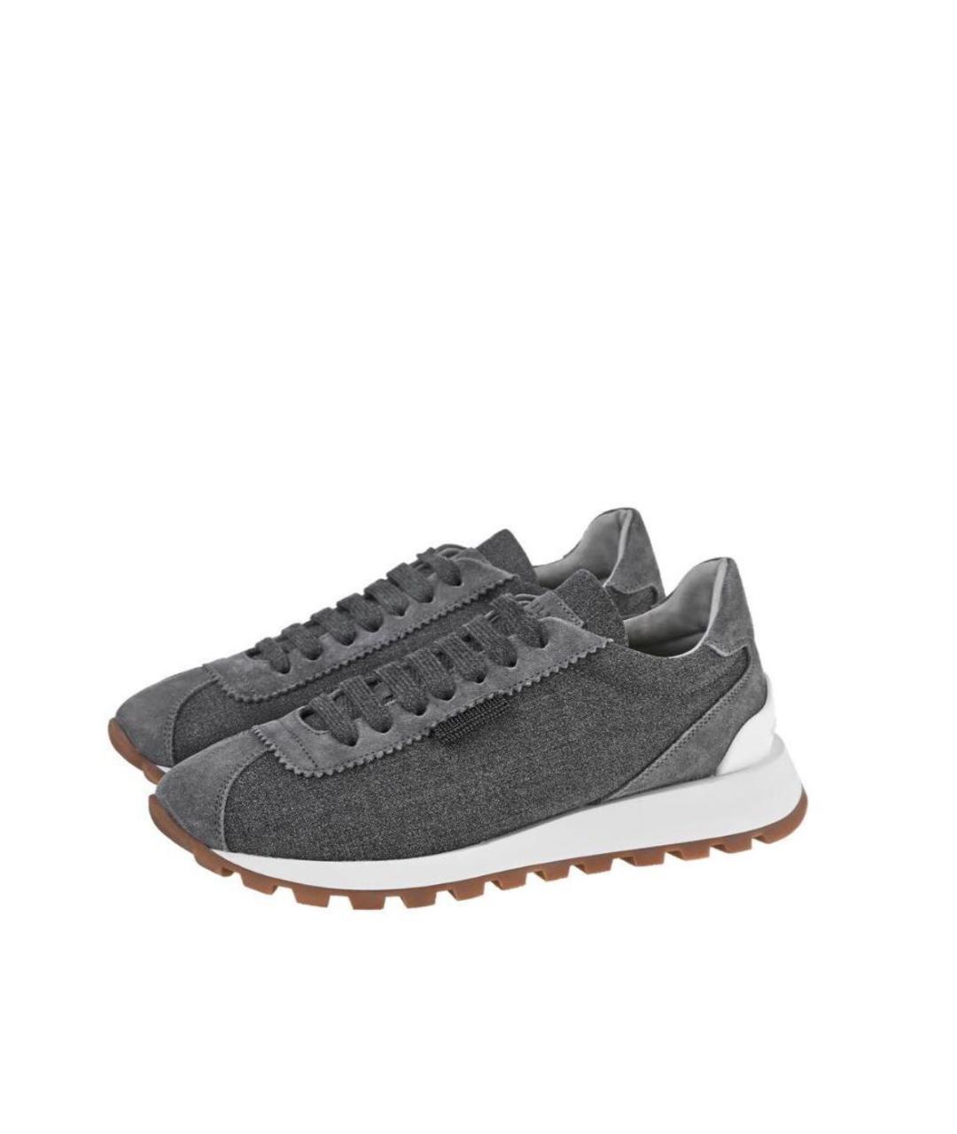 BRUNELLO CUCINELLI Антрацитовые текстильные кроссовки, фото 2
