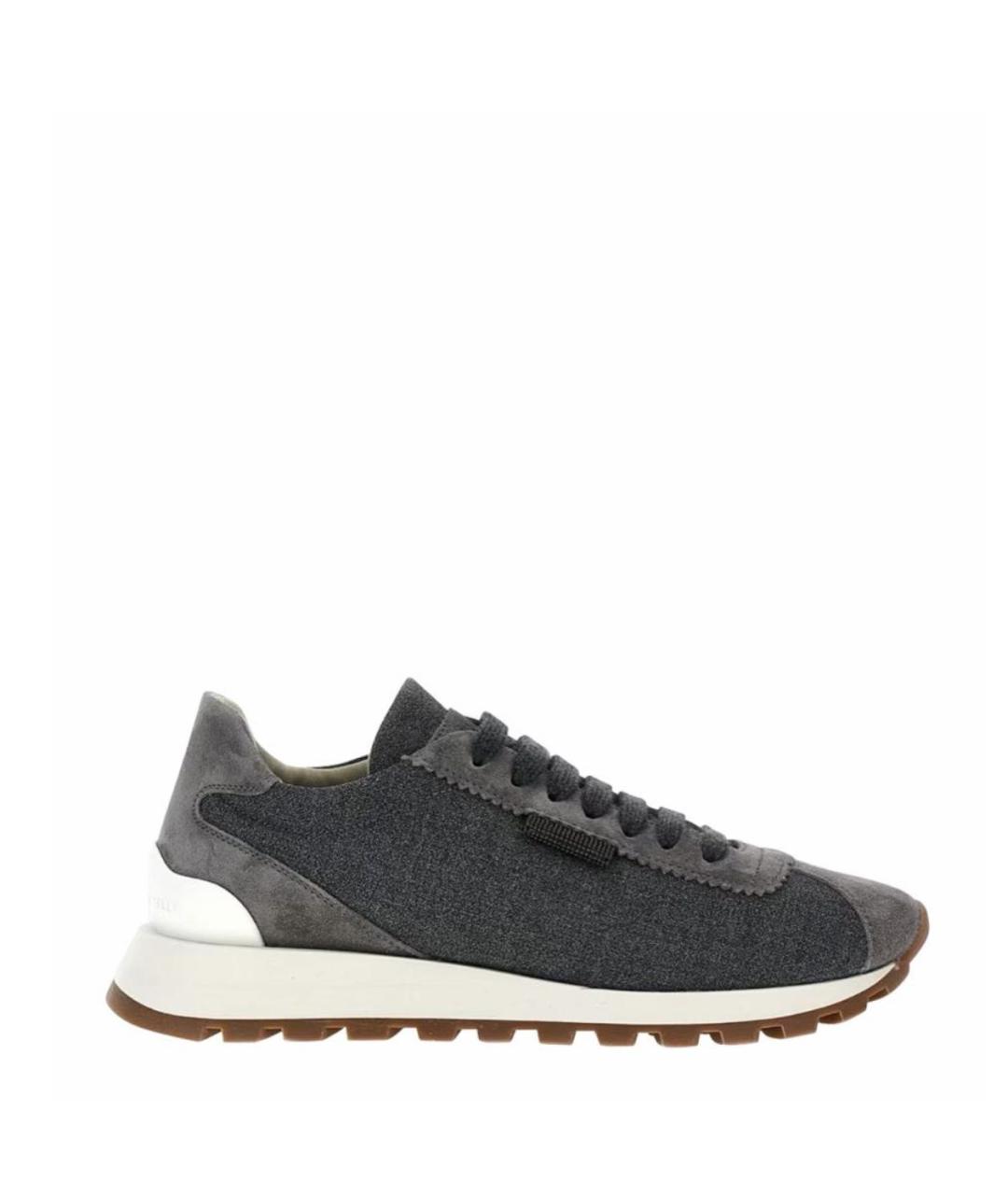 BRUNELLO CUCINELLI Антрацитовые текстильные кроссовки, фото 1