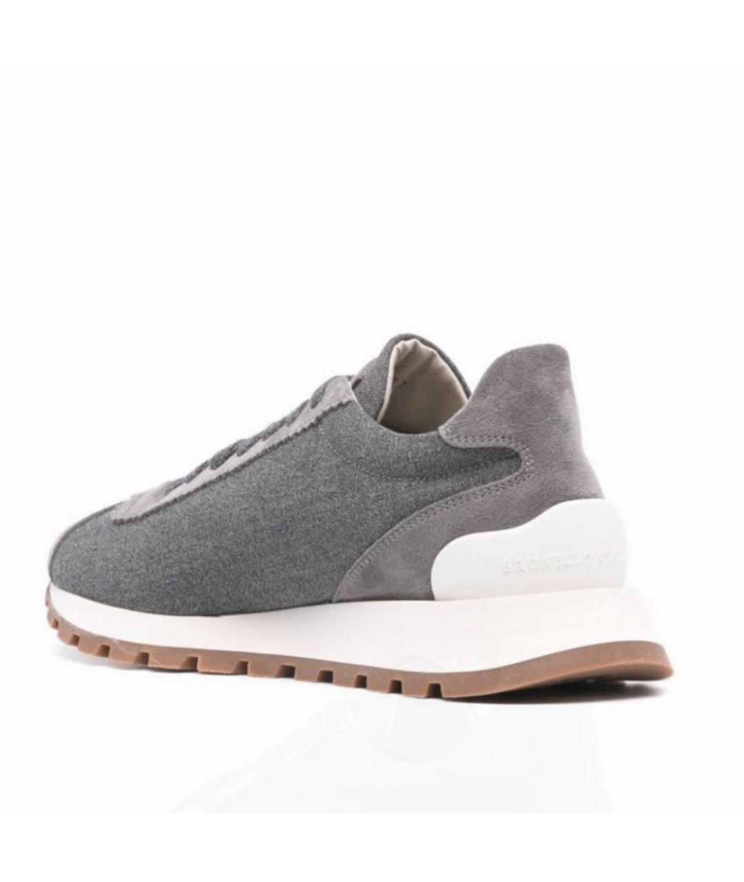BRUNELLO CUCINELLI Антрацитовые текстильные кроссовки, фото 4