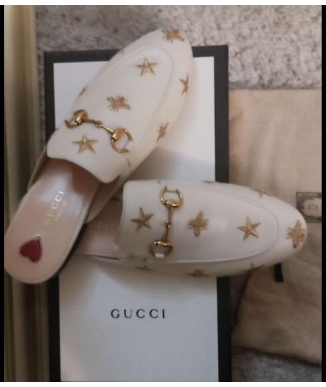 GUCCI Бежевые кожаные мюли, фото 5