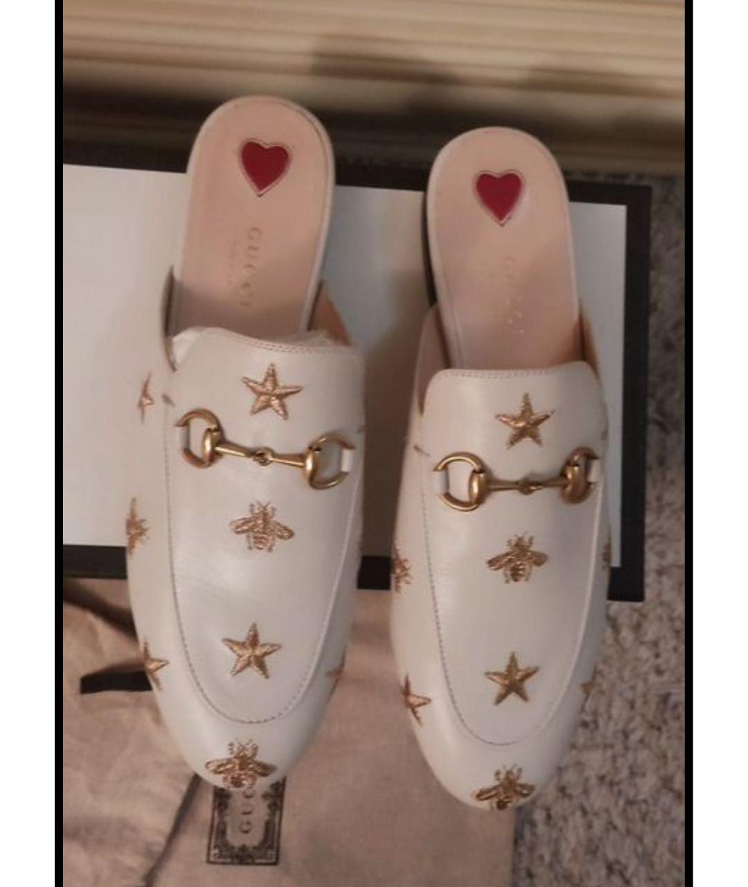 GUCCI Бежевые кожаные мюли, фото 2