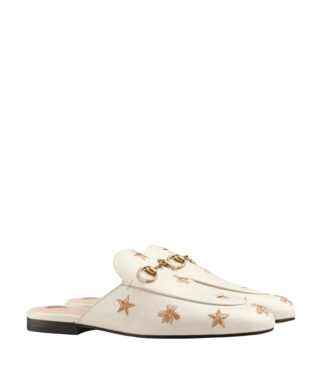 GUCCI Бежевые кожаные мюли, фото 1