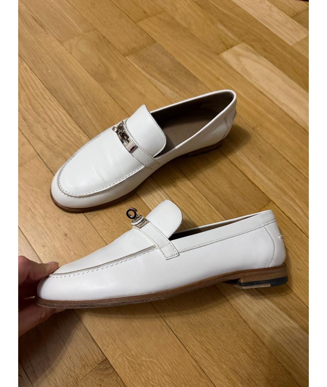 HERMES Белые кожаные лоферы, фото 8