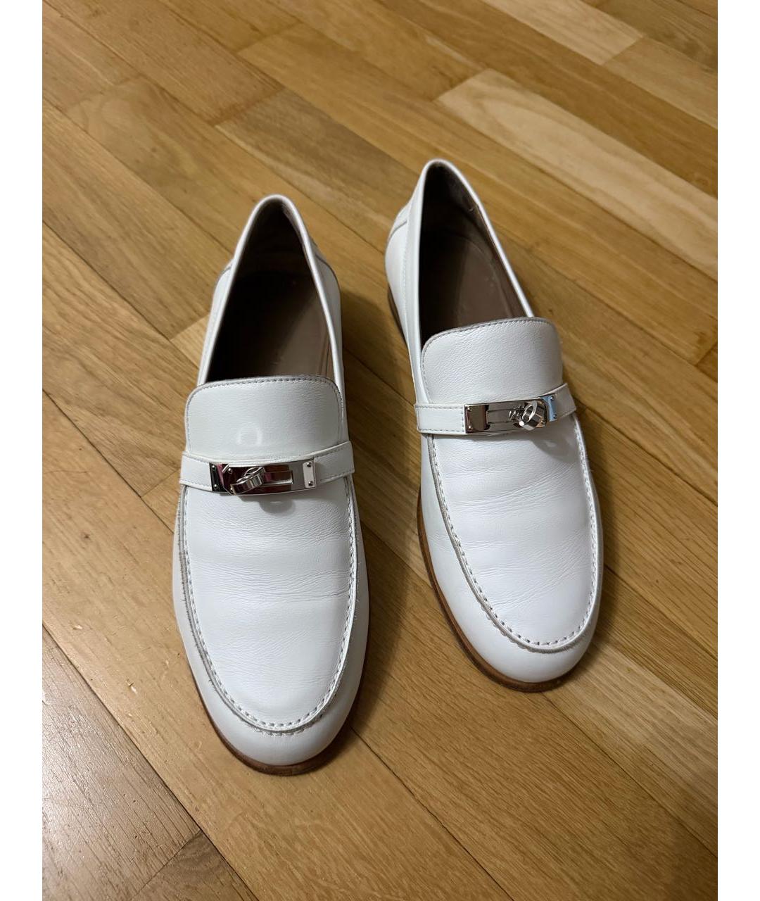 HERMES Белые кожаные лоферы, фото 4