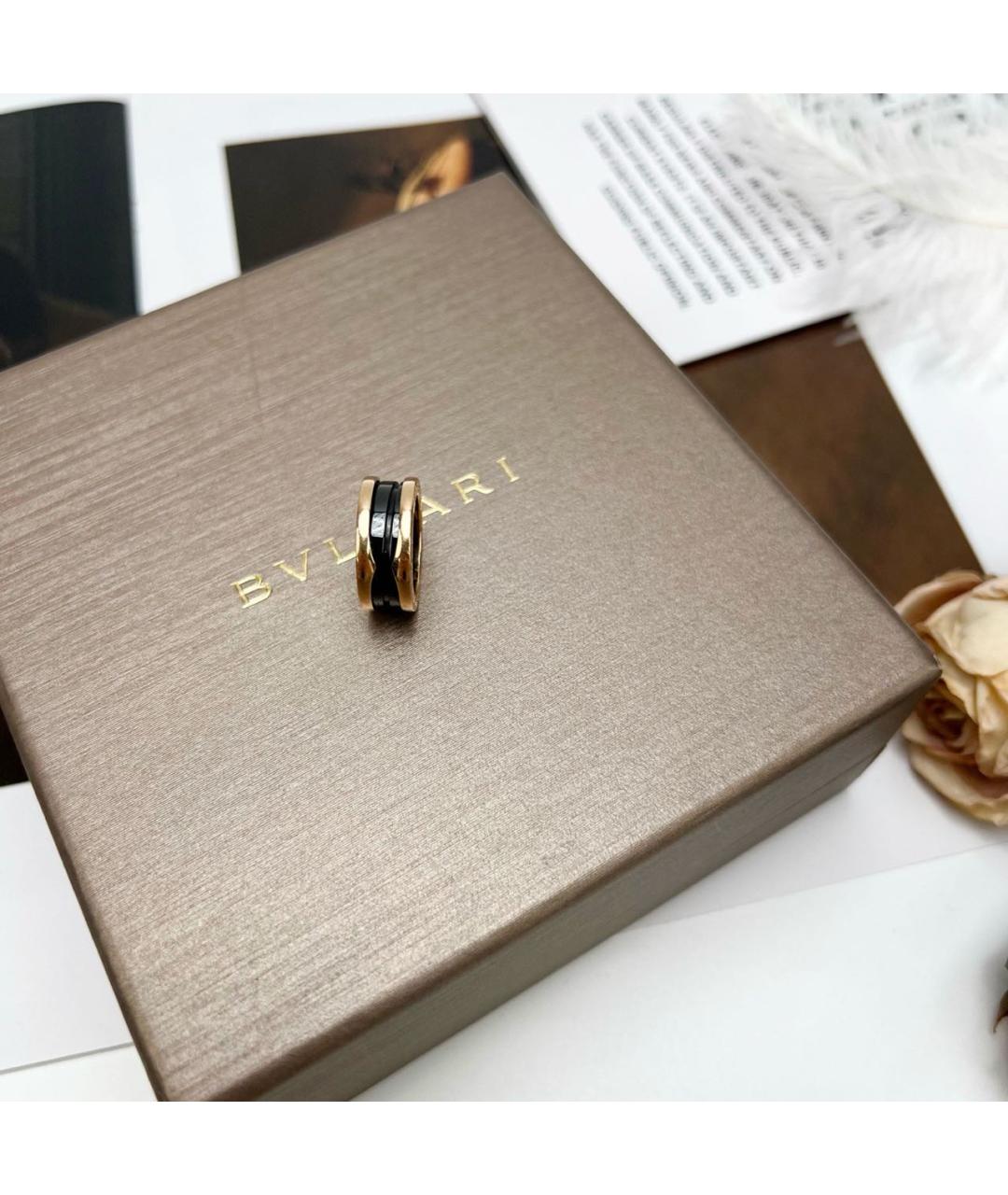 BVLGARI Черное кольцо из розового золота, фото 6