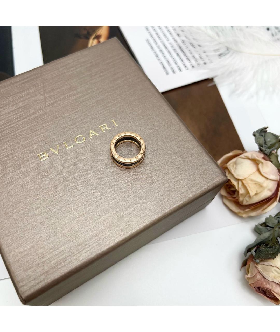 BVLGARI Черное кольцо из розового золота, фото 2