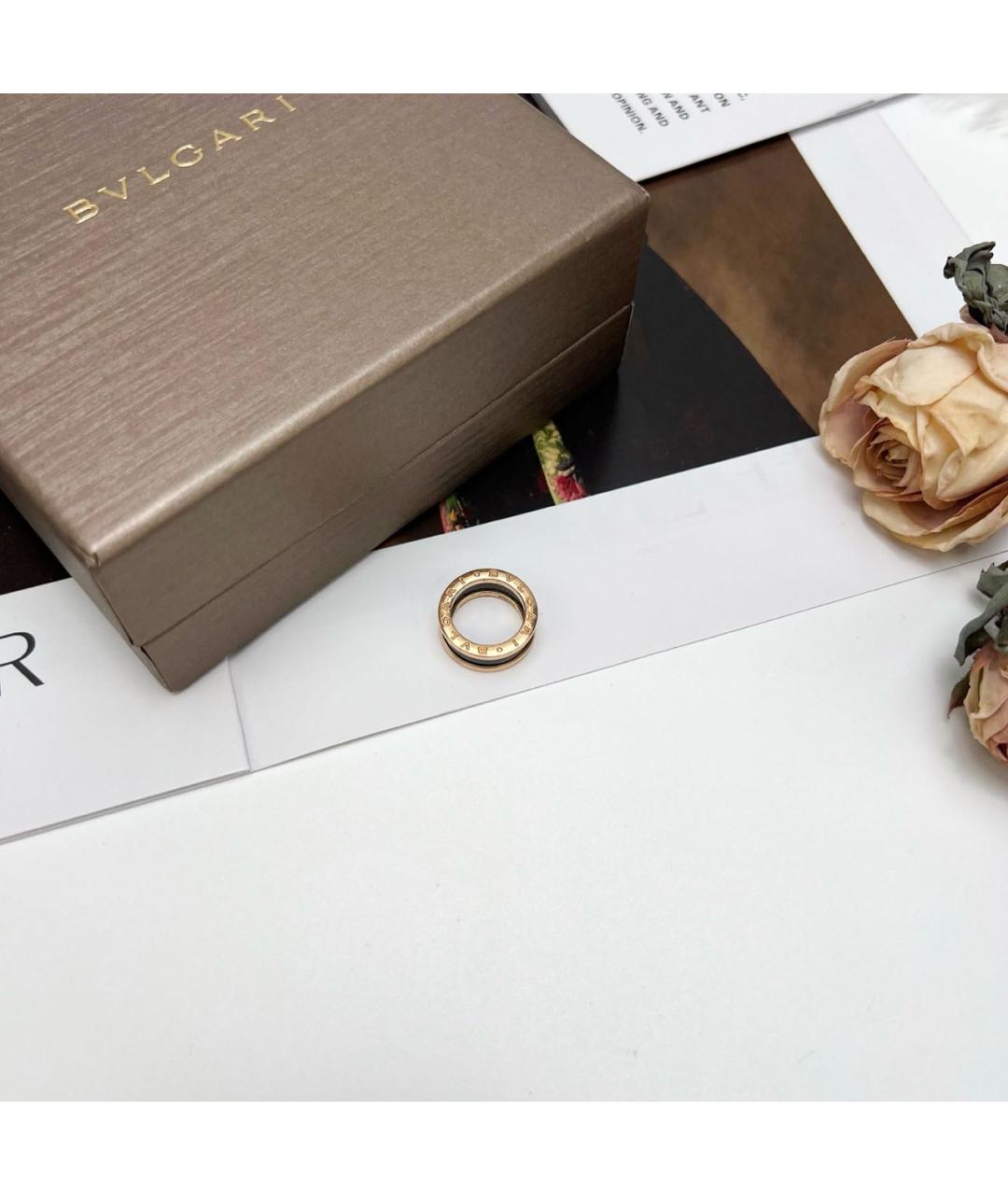 BVLGARI Черное кольцо из розового золота, фото 4