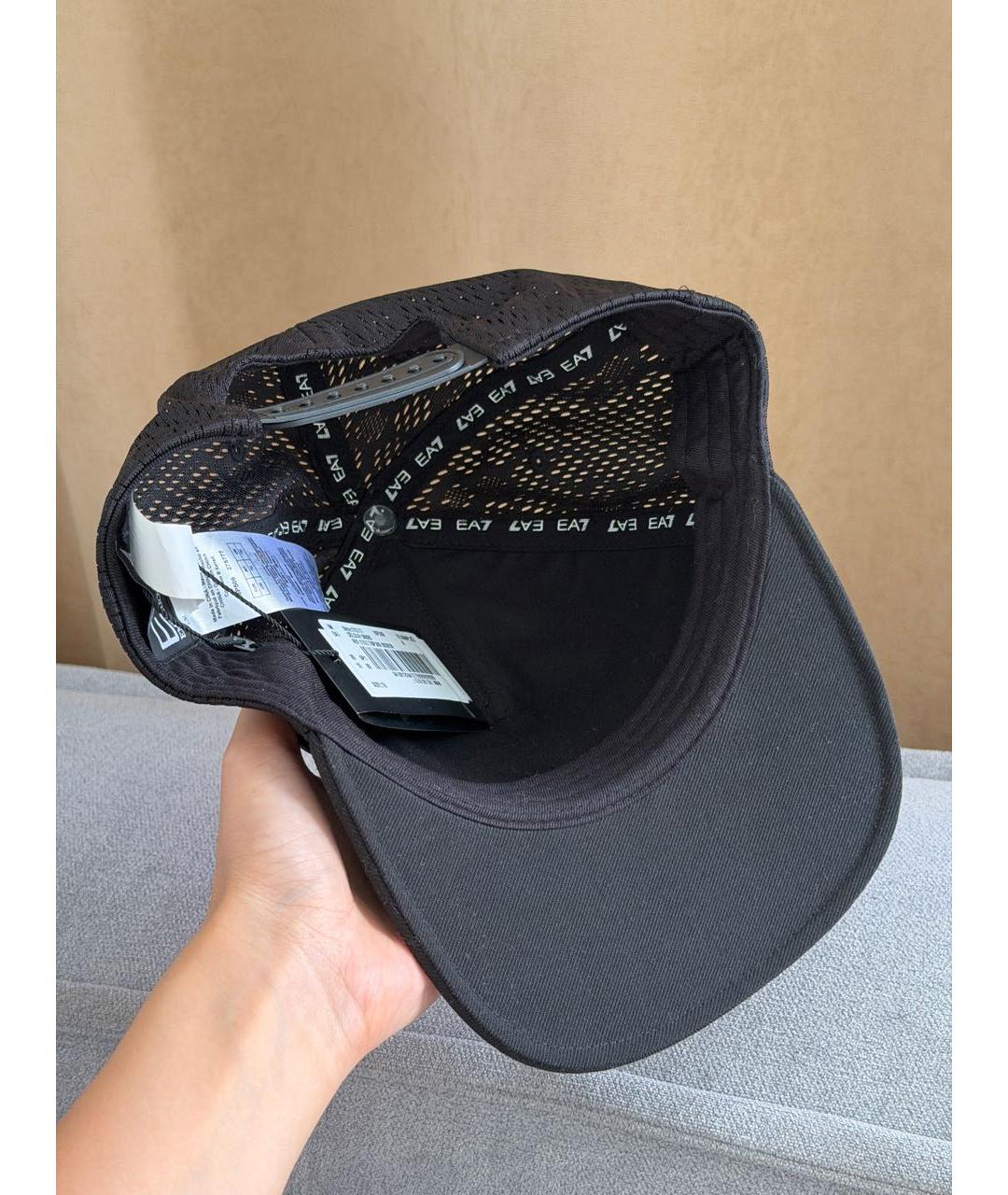EMPORIO ARMANI Черная хлопковая кепка/бейсболка, фото 4