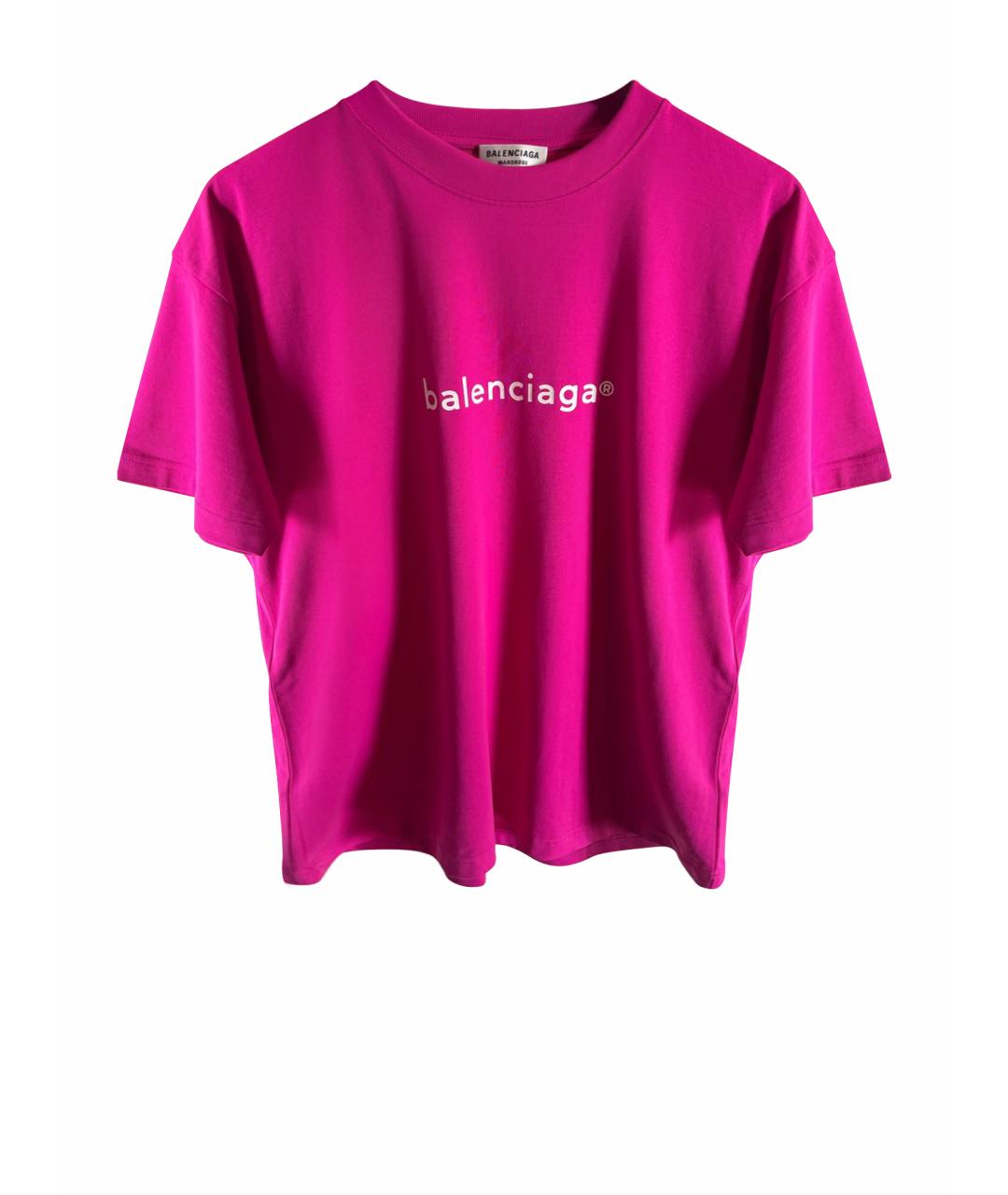 BALENCIAGA Фуксия хлопковая футболка, фото 1