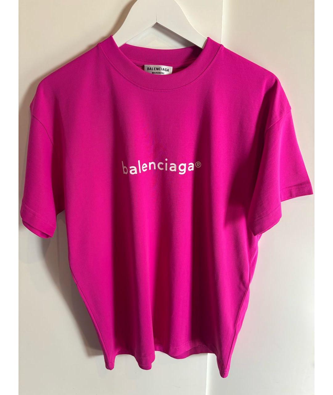 BALENCIAGA Фуксия хлопковая футболка, фото 5