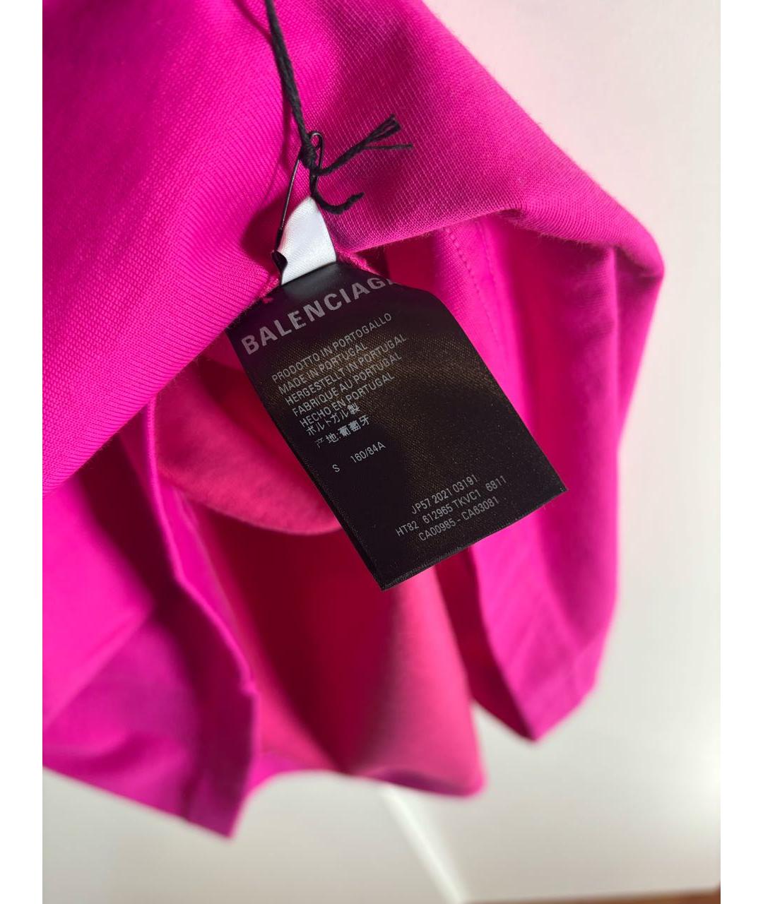 BALENCIAGA Фуксия хлопковая футболка, фото 4