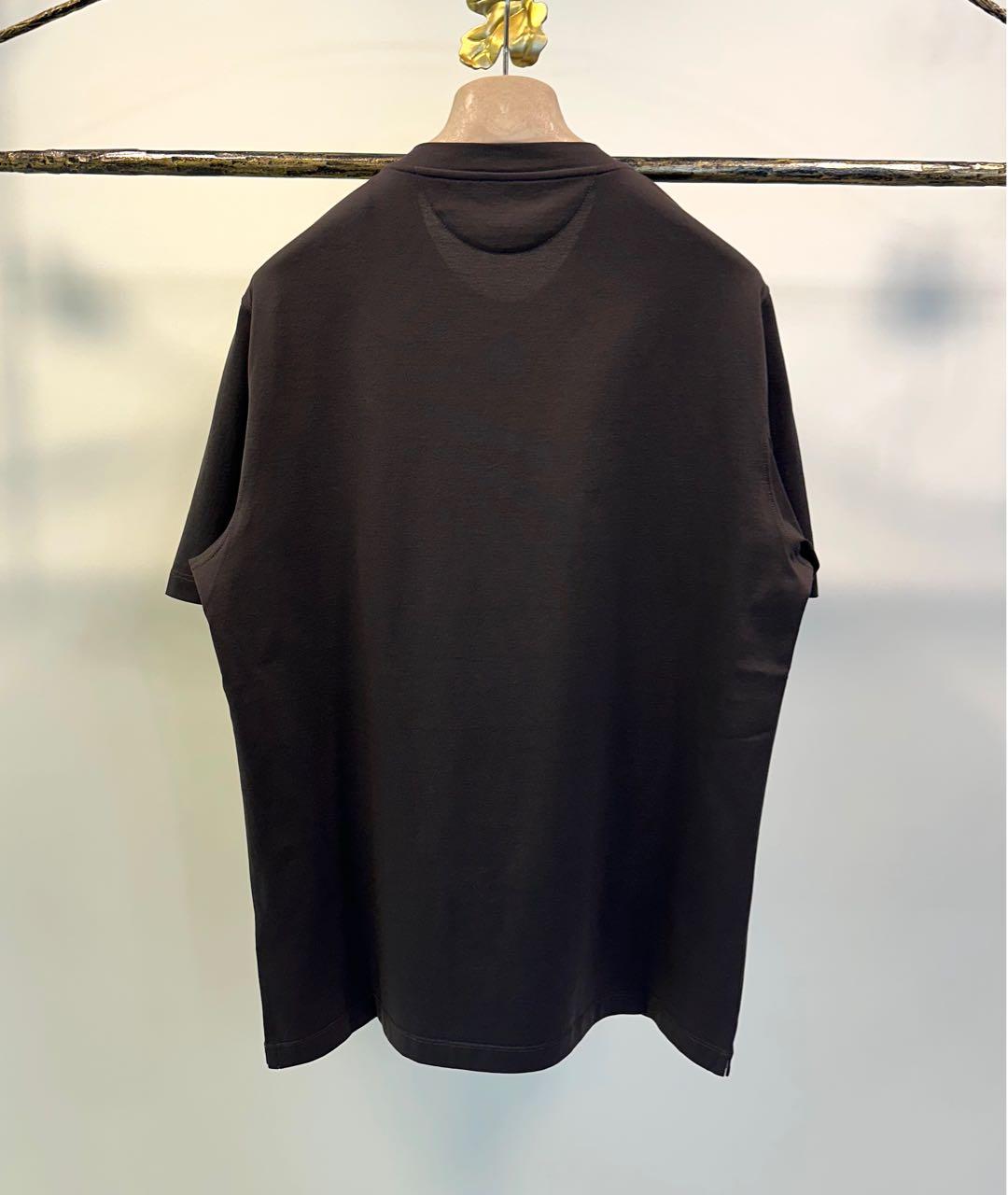 BRUNELLO CUCINELLI Коричневая хлопковая футболка, фото 4