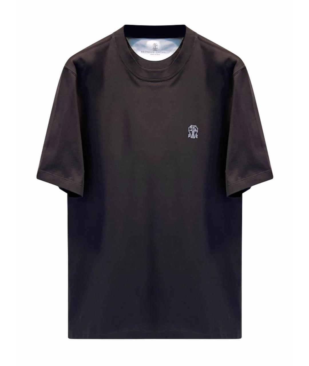 BRUNELLO CUCINELLI Коричневая хлопковая футболка, фото 1