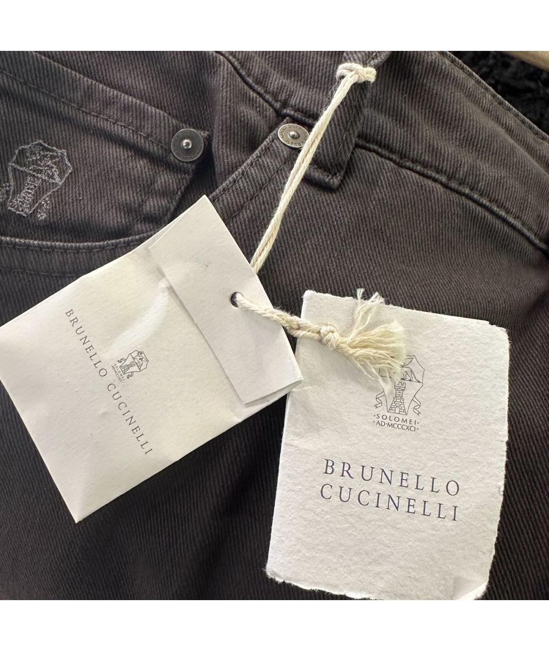 BRUNELLO CUCINELLI Коричневые хлопковые прямые джинсы, фото 5