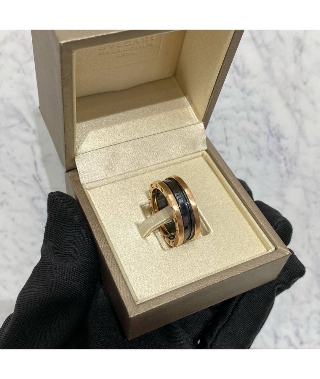 BVLGARI Черное кольцо из розового золота, фото 3