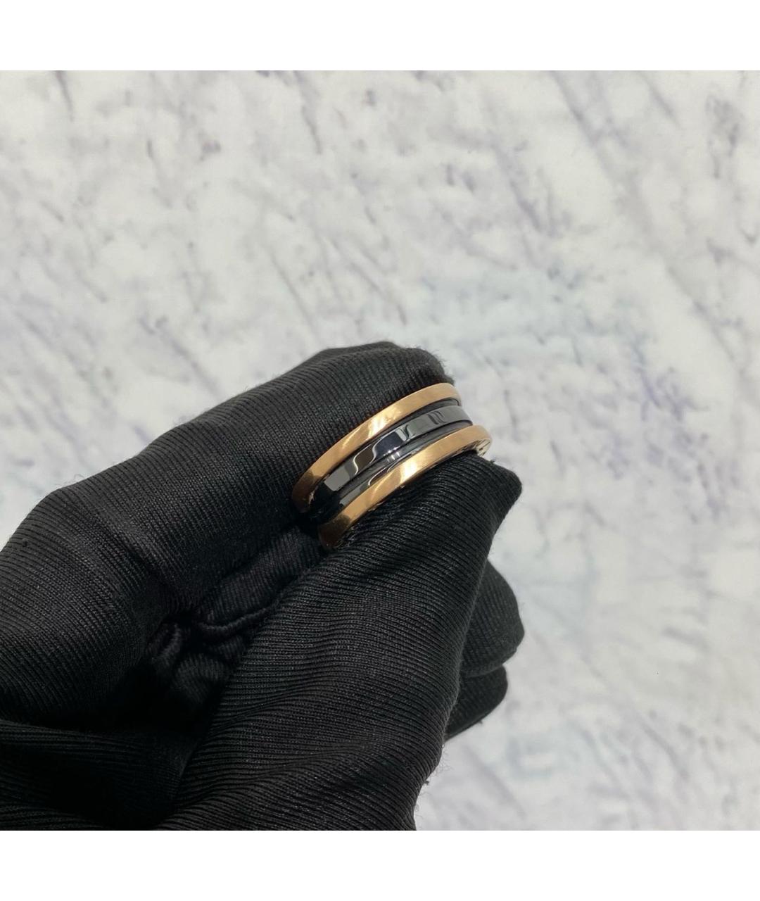 BVLGARI Черное кольцо из розового золота, фото 4