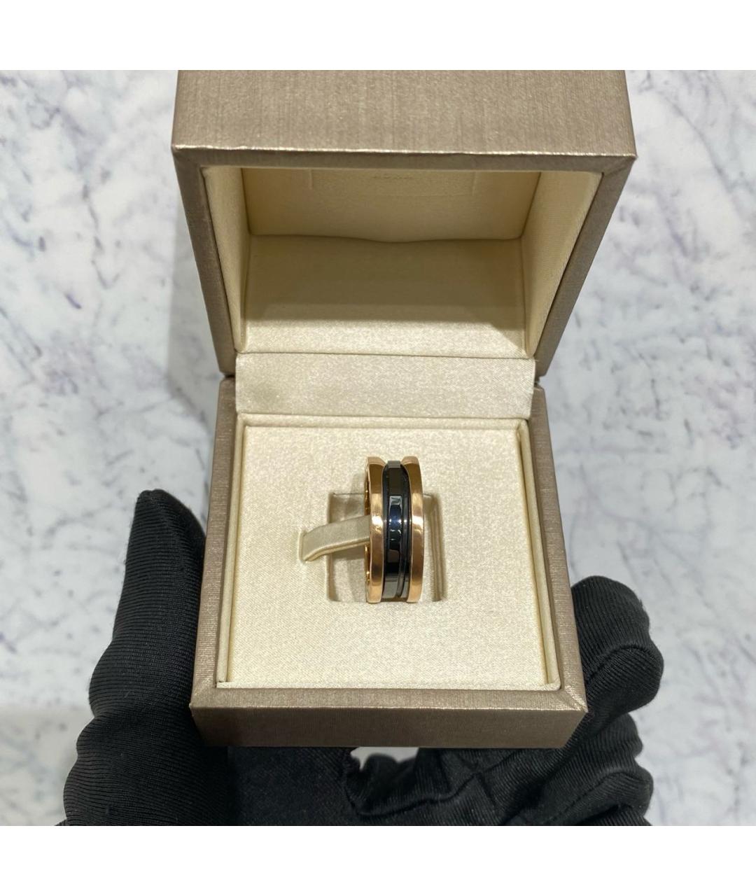 BVLGARI Черное кольцо из розового золота, фото 2